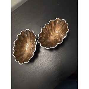 Set 2 Julia Knight Chocolate Peony 5" Oval Bowl Home Decor Tray Dish Scalloped